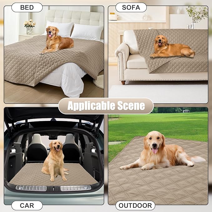 Smiry Waterproof Dog Bed Cover Pet Blanket, Soft Washable Dog Blanket for Furniture Bed Couch Sofa Reversible, Checkered (40"x50", Taupe/Taupe)