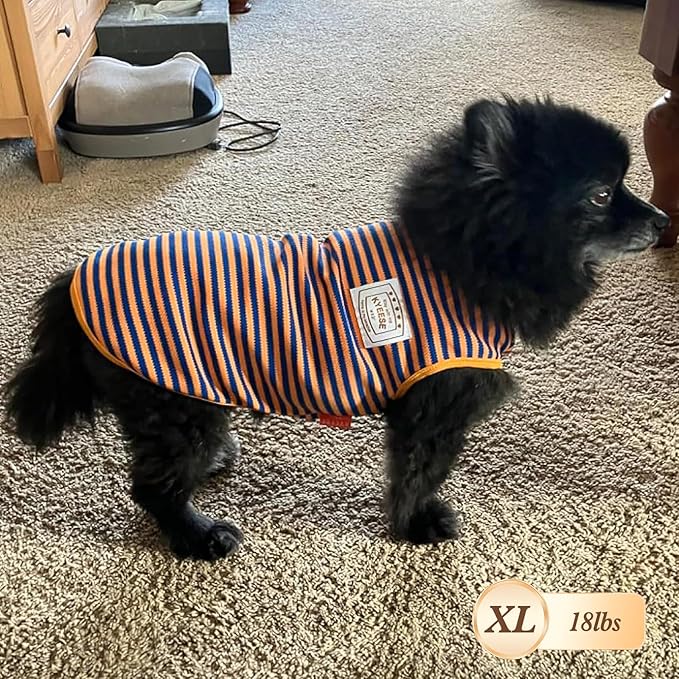 KYEESE 2Pack Dog Shirts Striped for Small Pups Soft Stretchy Pet T-Shirts Lightweight Puppy Tank Top Sleeveless Canine Vest Breathable, X-Large, Green+Pink
