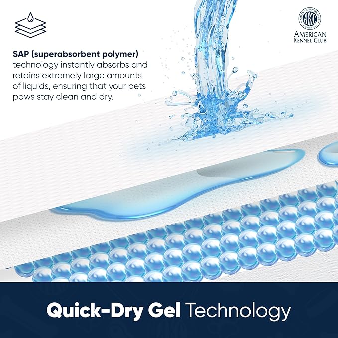 American Kennel Club Scented Puppy Training Pads with Ultra Absorbent Quick Dry Gel – 22 x 22 Pee Pads for Dogs - Grass Scented - 100 Count