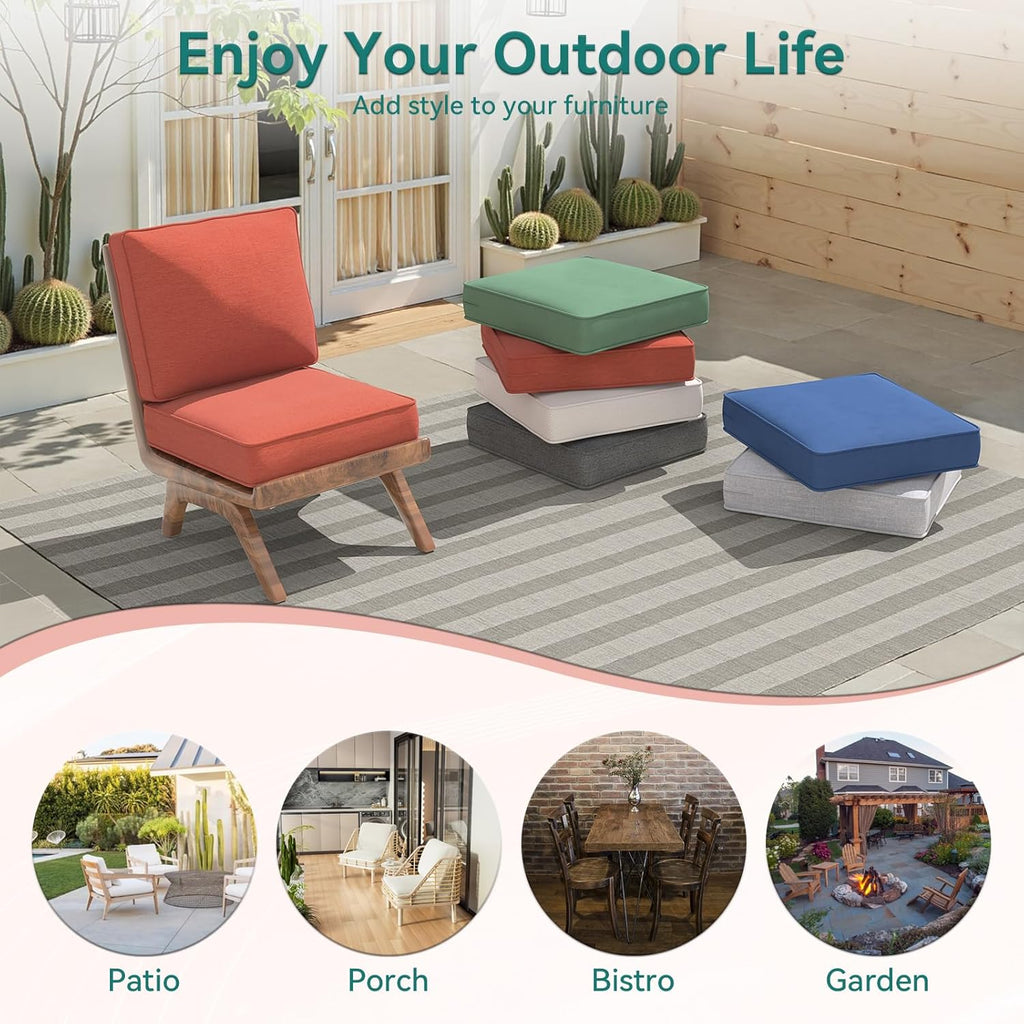 Outdoor Chair Cushions 23" x 24" x 4", Patio Deep Seat Replacement Cushions Set with Zippered Removable Cover, Weather-Resistant Olefin Fabric for Garden Chair Sofa Couch, Set of 3, Red