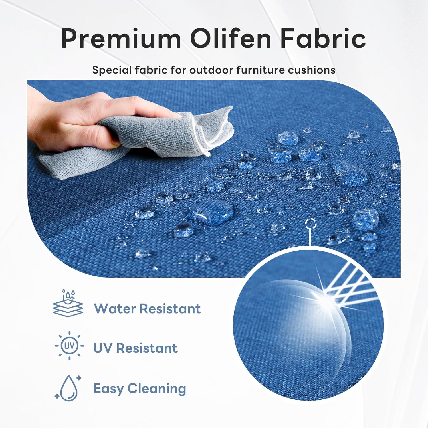 6" Thicker Outdoor Chair Cushion 9 Sets - 24" *24" *6" Waterproof Patio Furniture Cushions with Removable Cover, 28D High Density Sponge Filling Thicken Outdoor Patio Cushions - Blue