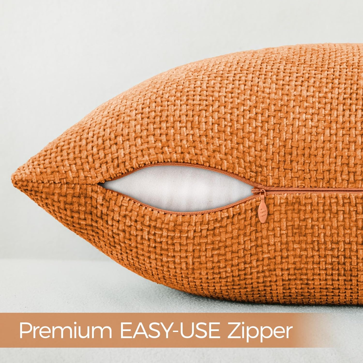 a moment Fall Orange Chenille Throw Pillow Covers 16x16 Inch Pack of 2 Modern Decorative Throw Pillow Covers Farmhouse Cross Covers Home Decor for Sofa Bedroom Living Room