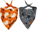 Realeaf Halloween Dog Bandanas 2 Pack, Reversible Orange Gray Pet Scarf for Boy and Girl, Premium Durable Fabric, Holiday Bandana for Small Medium Large and Extra Large Dogs (Halloween, X-Large)