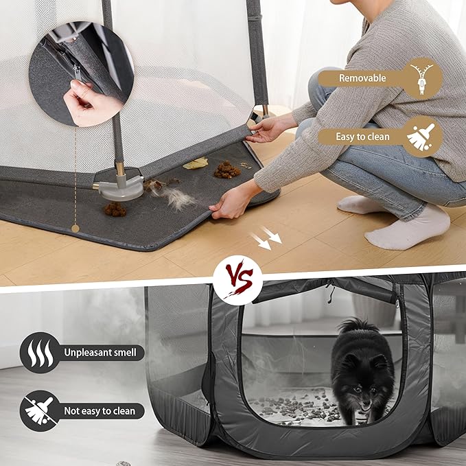 43"x43"x25" Dog Playpen, Pet Playpen for Small Dogs/Puppies & Cats, Puppy Playpen with Gate, Indoor & Outdoor Heavy-Duty Dog Fence with Thickened Fabric & Stainless Steel Pipes