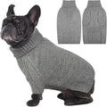 IECOii Dog Sweaters For Medium Dogs Girl Boy,Holiday Knit Doggy Sweatshirt with Sleeve,Turtleneck Thick Warm Dog Sweaters for Winter,Pullover Knitwear for French Bulldog,Boston Terrier (Light Grey, L)