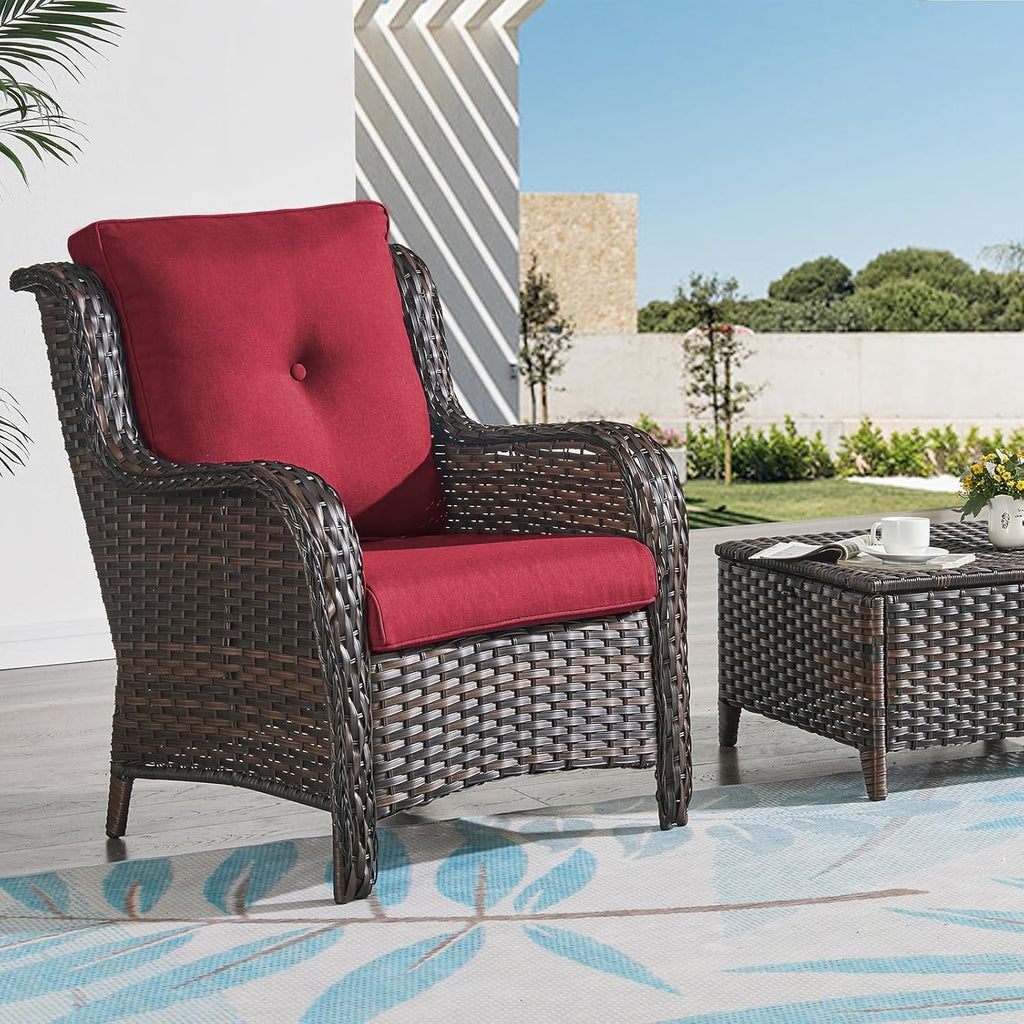 Rilyson Patio Cushions for Outdoor Furniture - 22×24 Inches High Back and Deep Seating Outdoor Cushion for Patio Chairs Sofa Couch Loveseat Water Resistant(Red/1 Set/Button)