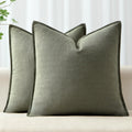 MIULEE Olive Green Decorative Pillow Covers 20x20, 2 Pack Boho Farmhouse Neutral Throw Pillows for Couch, Thick Textured Modern Linen Cushion Cases Sofa Bed Living Room Home Decor