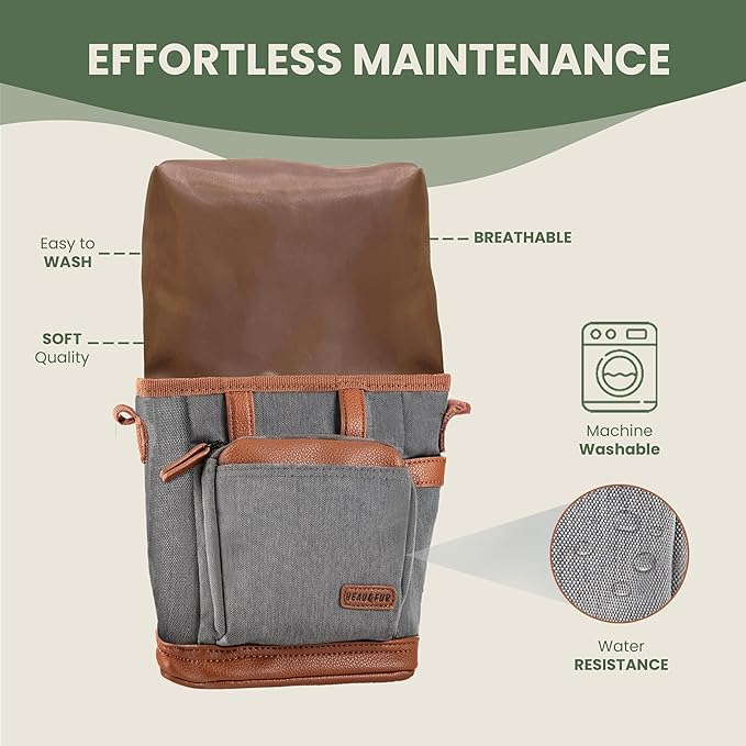 BEAU&FUR Large Dog Treat Pouch with Clicker for Training – 4 Cup Capacity, Built-In Poop Bag Dispenser, Expandable Pocket, Metal Buckle, Large Back Pocket, Ideal Design for Walks and Training – Grey