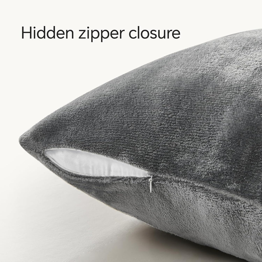 BEDELITE Velvet Pillow Covers 26x26 with Zipper, 2 Pack Super Soft Square Pillow Covers for Bedroom, Sofa, Couch,Luxury Cozy Fleece Pillowcases for All Seasons(26x26 Inches, Grey)