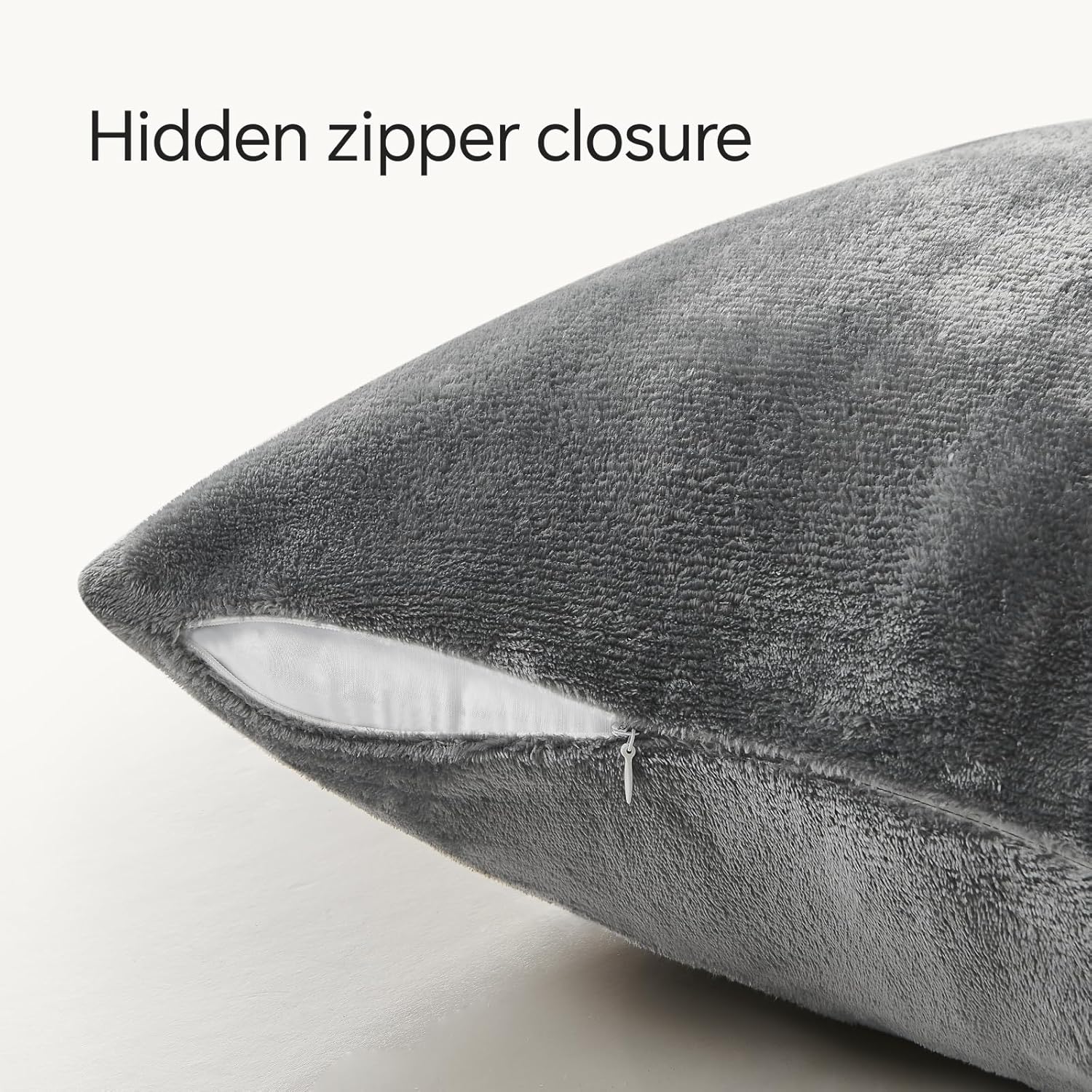 BEDELITE Velvet Pillow Covers 26x26 with Zipper, 2 Pack Super Soft Square Pillow Covers for Bedroom, Sofa, Couch,Luxury Cozy Fleece Pillowcases for All Seasons(26x26 Inches, Grey)