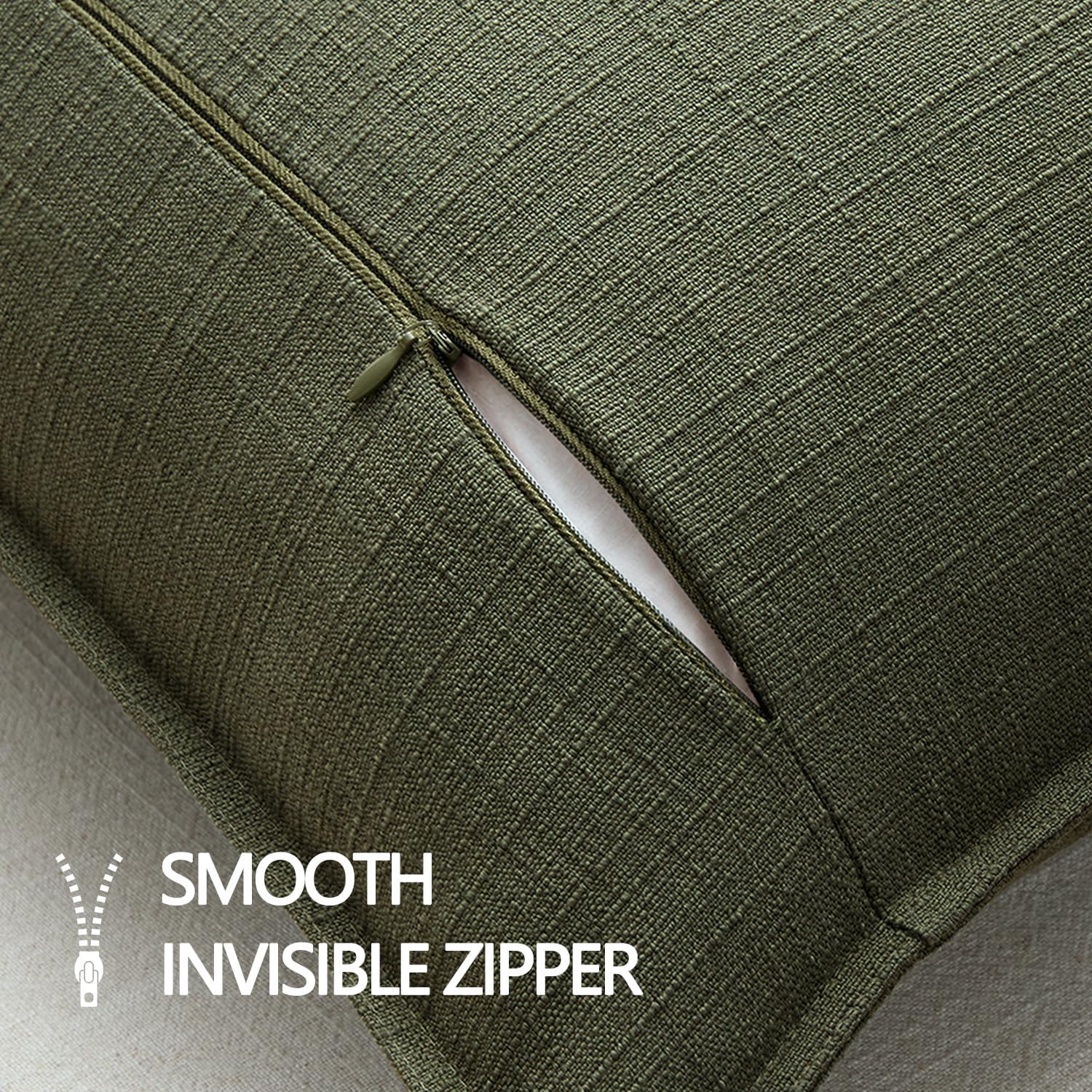 MIULEE Christmas Decorative Pillow Covers 20x20, 2 Pack Boho Farmhouse Neutral Throw Pillows for Couch, Thick Textured Modern Linen Cushion Cases Sofa Bed Living Room Home Decor, Dark Green