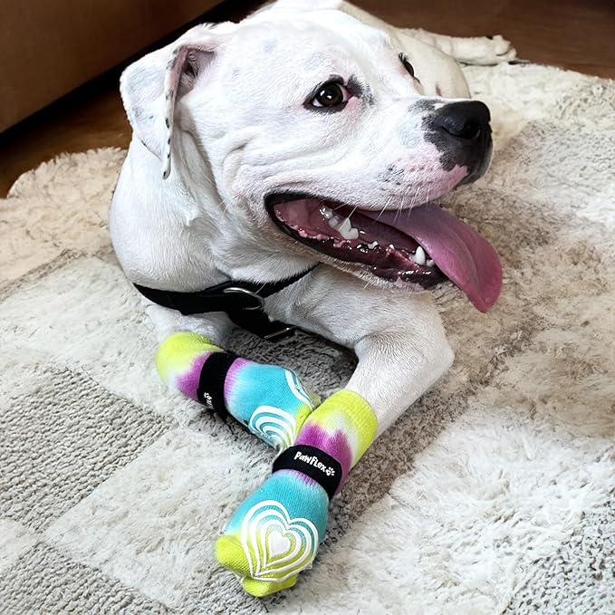 Medical Therapeutic Double Sided Non-Slip Cotton Dog Socks | PawFlex Comfy Pawz Silicone Grip on Inner Cuff No Twisting or Sliding Off | Senior & Disabled Dog Traction Control |Pet Paw Protection