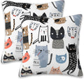 Throw Pillow Cover Case Funny Cats Pillow Covers 18x18 Inch Set of 2,Soft Decorative Throw Pillow Case for Living Room Bedroom Sofa Couch Cushion Covers
