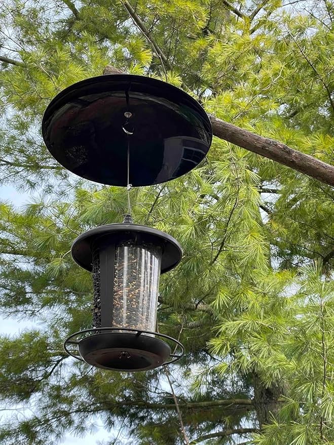 13" Bird Feeder Rain Guard, Hummingbird Feeder Shade Dome Cover, Hanging Baffle for Bird Feeder Pole (Black), 1 Pack