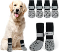 Anti-Slip Dog Socks for Hardwood Floors, Non-Slip Socks with Reflective Strips to Provide Paw Protection, Reflective Grip Socks for Senior Dogs, Prevent Licking & Scratches, 6 PCS Set - L