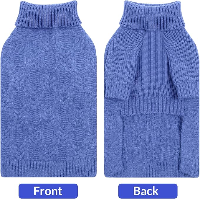 ASENKU XL Dog Sweater, Dogs Sweaters for Extra Large Dogs Girls Boys, Fall Winter Turtleneck Pullover Pet Christmas Sweatshirt, Blue XL