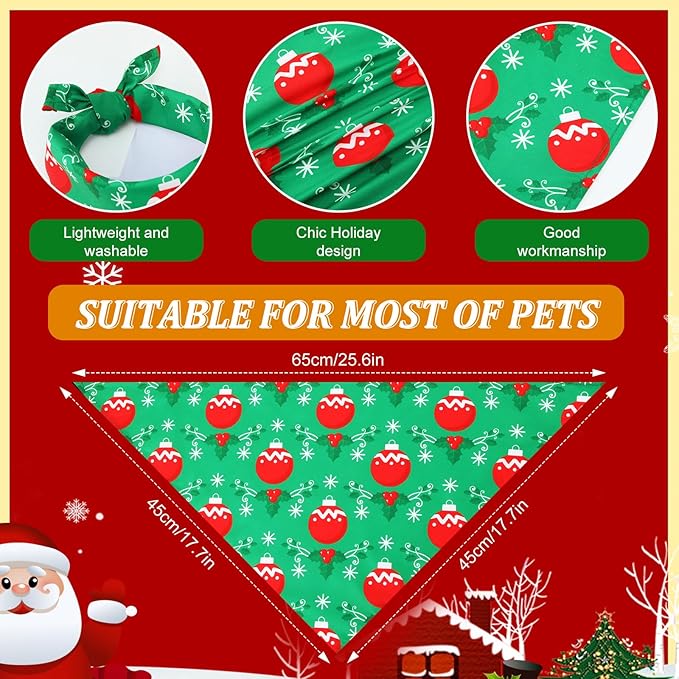 Abbylike 100 Pieces Christmas Dog Bandanas Bulk Xmas Bandanas for Dogs Triangle Kerchief Set Bibs Scarf with Christmas Patterns for Pets Costume Accessories Decoration