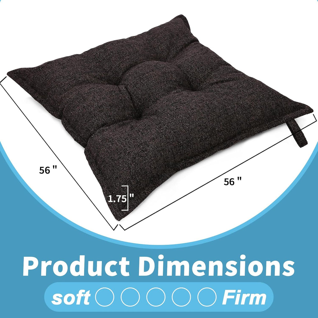 SINSOSSO Large Floor Pillows 22", Thickened Bite-Size Memory Foam Square Non-Slip Cushions for Office Back Support/Yoga/Chair Seat, Fashionable Color-Blocked Fabric & Washable, Dark Brown, 2 PCS