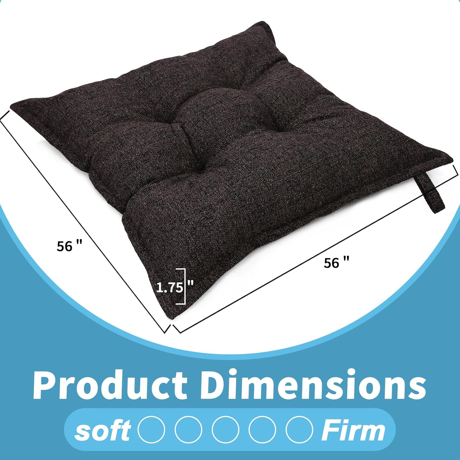 SINSOSSO Large Floor Pillows 22", Thickened Bite-Size Memory Foam Square Non-Slip Cushions for Office Back Support/Yoga/Chair Seat, Fashionable Color-Blocked Fabric & Washable, Dark Brown, 2 PCS