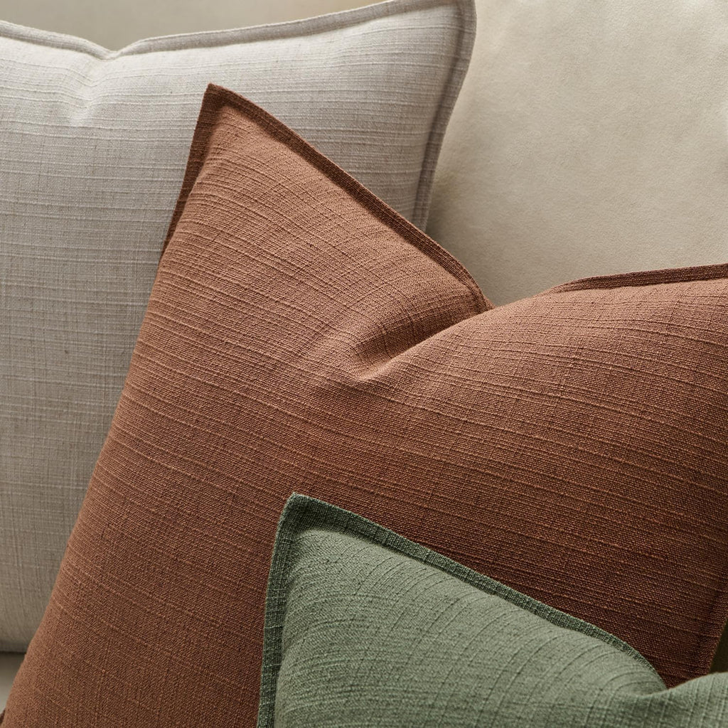 MIULEE 24x24 Decorative Euro Sham Pillow Covers, 2 Pack Large Boho Farmhouse Neutral Throw Pillows for Bed, Terracotta Thick Textured Modern Linen Cushion Cases Couch Sofa Living Room Home Decor, Rust