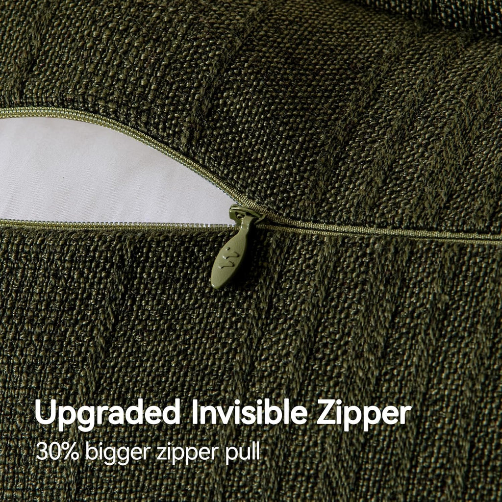 a moment Christmas Linen Pillow Covers Set of 2,Boho Farmhouse Throw Pillowcases Neutral Textured Decorative Covers for Couch Sofa,Soft Linen Blend Accent Case Cushion Home Decor 22"x22"Dark Green