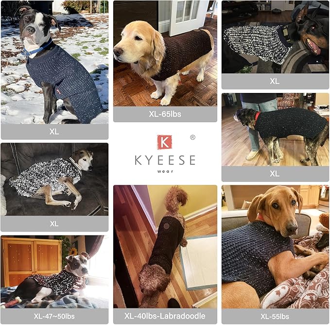 KYEESE Dog Christmas Sweater with Leash Hole Comfy Pullover Sweater Medium Size Male with Reflective Yarn Warm Pet Coats Stretchy Cozy Lightweight Thick Knitwear Dog Clothes,Green, X-Large