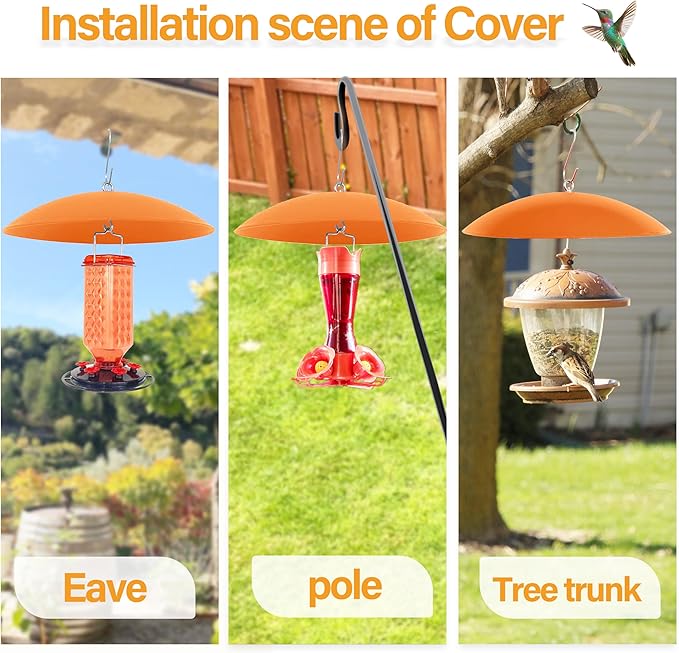 13" Hummingbird Feeder Shade Cover,Bird Feeders Dome Rain Cover,Hummingbird Umbrella for Shepherd's Hook Outdoors (Terracotta), 3 Pack