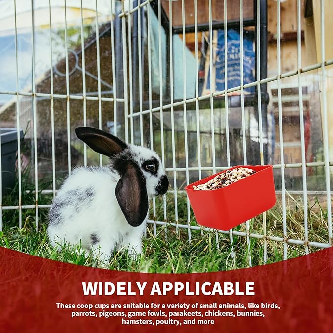 40 Pcs Cage Cups Chicken Feeder Cups 16 oz Hanging Bird Food Water Cups Bunny Cage Feeding Bowl Dish for Pet Parrot Rooster Parakeet Gamefowl Poultry Pigeon Wire Cage(Red)