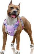 BARKBAY No Pull Dog Harness Large Reflective Dog Harness with Front Clip and Easy Control Handle for Walking Training Running with ID tag Pocket(Lavender Sky,L)