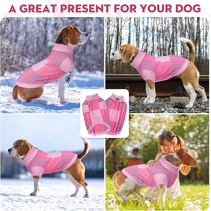Pet Sweaters,Turtleneck Pullover Dog Sweater,Pet Sweaters for Dogs,Pet Clothes,Pet Clothing,Suitable for All Types of Dogs and Most Seasons (Pink Group,2XL)