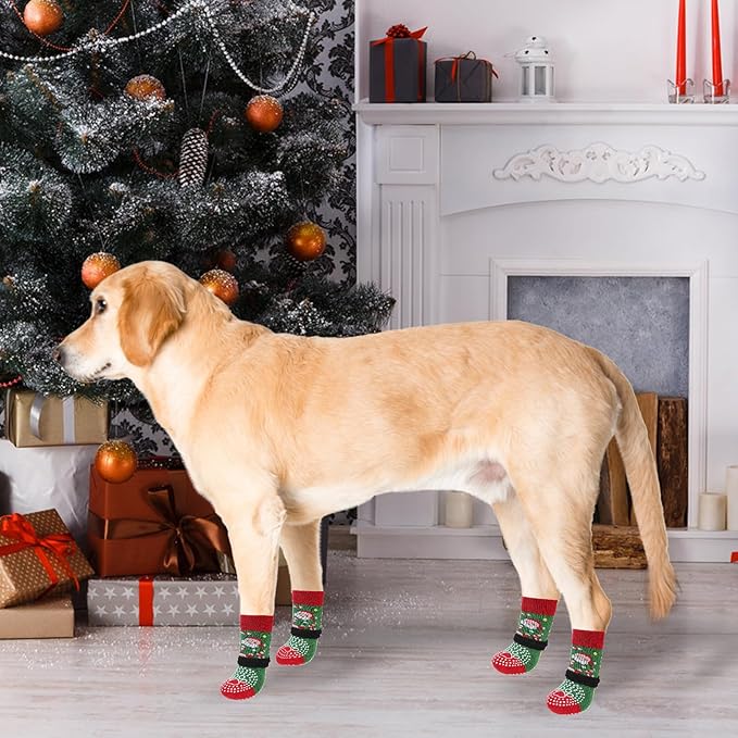 KOOLTAIL Anti Slip Dog Socks for Hot/Cold Pavement to Prevent Licking Paws, Dog Boots&Paw Protector with Grippers for Hardwood Floors, Traction Control No Twist Booties for Small Medium Large DogsM