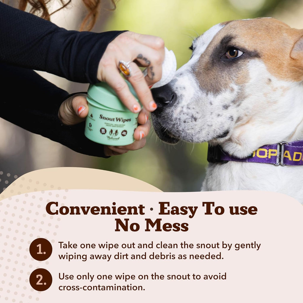 Natural Dog Snout Wipes, 50 Count - Snout Dog Wipes for Cleaning and Soothing, Natural, Non-Toxic Dog Care Products, Kukui Oil Infused, Snout Soother Wipes, Nourishing and Moisturizing Wipes for Dogs