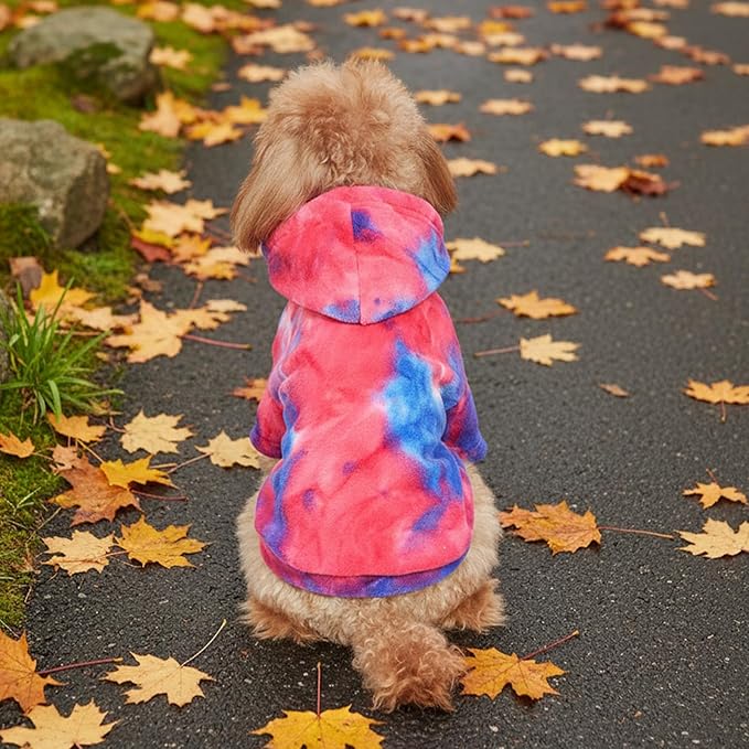 Mklhgty Tie Dye Dog Hoodie, Winter Coat for Small Dogs - Ultra-Soft Adjustable Warm Hood, Breathable Comfort Fabric for Daily Use