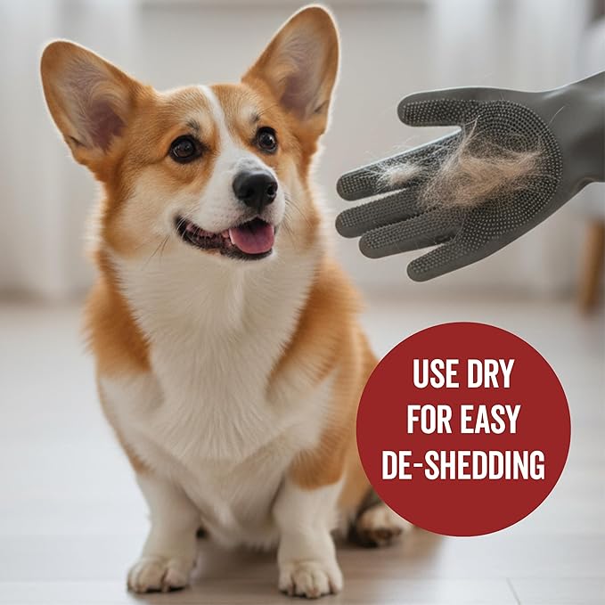 Pride and Groom DogDays De-Shedding The Scrub Kit - Natural Dog Shampoo with Silicone Scrubber Gloves for Detangling, Shedding Control, Coat Massage, Clean Ingredients, and Gentle Pet Grooming Care