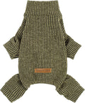 Fitwarm Mock Neck Knited Dog Pajamas, Warm Winter Clothes for Small Dogs Boy Girl, Pet Apparel, Olive Green, XL