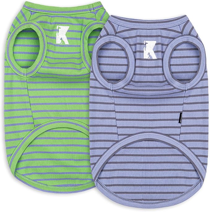 Koneseve Dog Shirt 2 Pack Breathable Sleeveless Vest, Stretchy & Soft, Purple & Vivid Green Size 2XL
