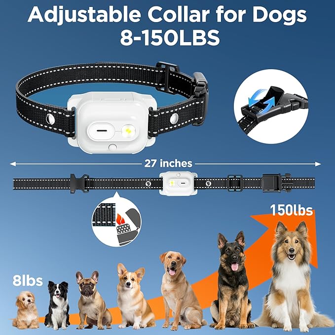 Dog Shock Collar,3300FT Dog Training Collar with Remote,IPX7 Waterproof Rechargeable Dog e-Collar with Beep,Vibration,Safe Shock,LED Light, Shock Lock for Small,Medium,Large Dogs (8-150 lbs)