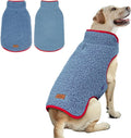 cyeollo Warm Dog Coat Reversible Winter Coats Large Pet Sweater Vest, Fleece Sherpa Dog Jacket for Large Dogs with Leash Hole, Soft Pet Cold Weather Coats, Blue, XXXL