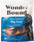 Amazon Brand - Wonder Bound Whole Pig Ears, Single Ingredient, Highly Digestible, Dog Treats for Puppy and Large/Medium Dogs, Pork, 18 count, 12.7 ounce (Pack of 1)