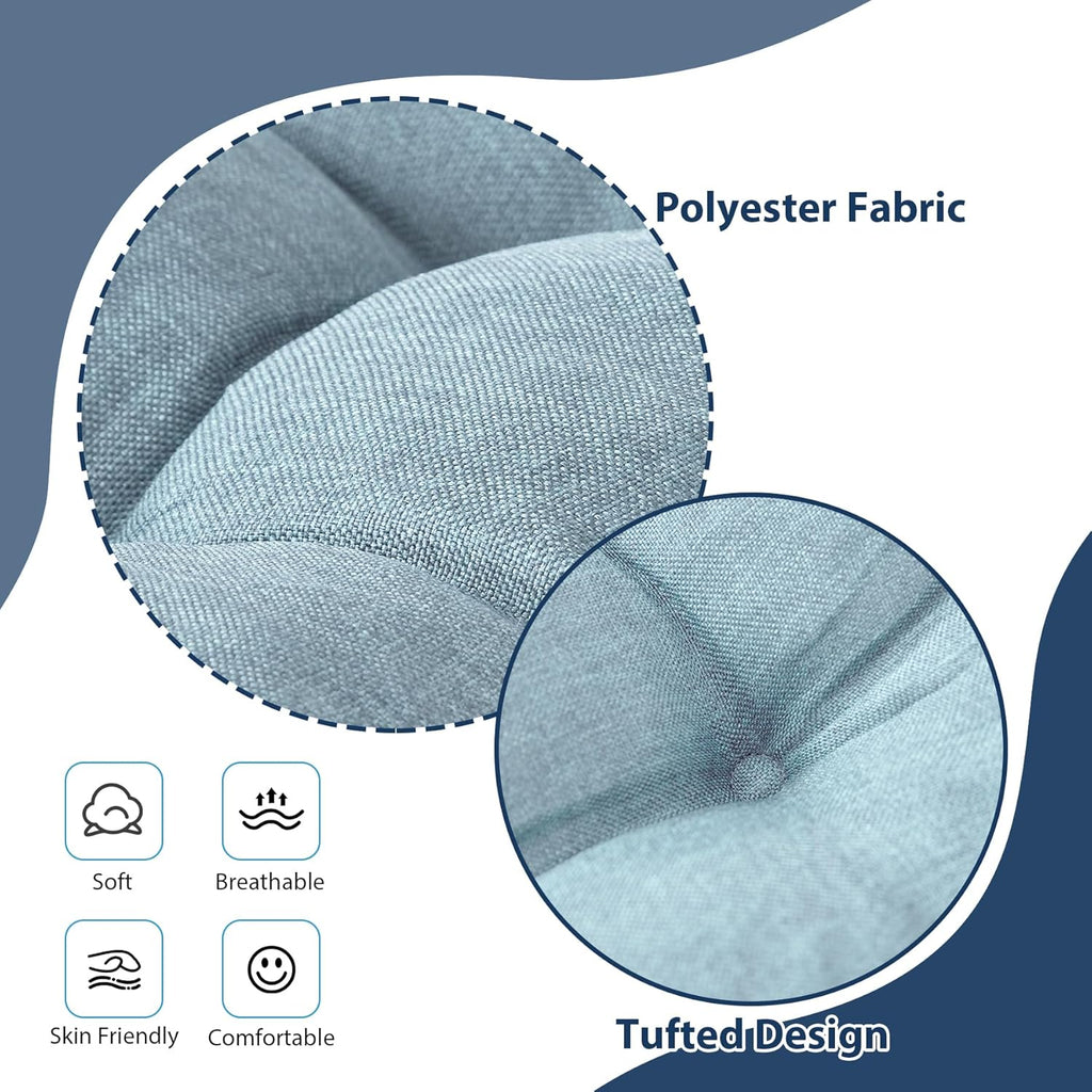 Chair Cushions for Dining Chairs, Seat Cushions for Kitchen Chairs, Indoor Seat Cushions with Ties, Tufted Foam Chair Pads, Non Slip Chair Cushions Set of 6, 15.5" x 15.5" x 4", Light Blue