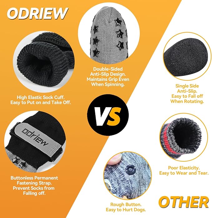 Non Slip Dog Socks to Prevent Licking Paws - Dog Booties for Hardwood Floors Anti Slip - Grippy Socks for Senior Dog - Double Side Paw Protector Prevent Scratching for Hot Pavement. (Grey, XS)