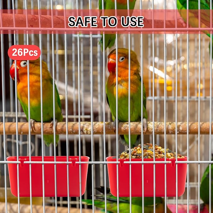 26 PCS Chicken Feeder Cups, 18 OZ Cage Cups for Chickens, Hanging Rabbit Feeder Waterer Cups, Plastic Birds Feeders for Pet Bunny Gamefowl Poultry Parrot