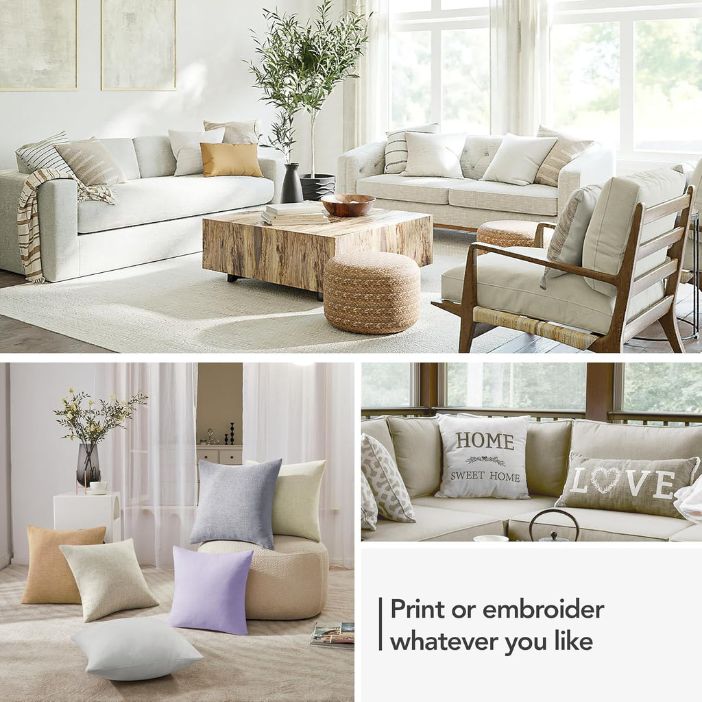 Deconovo Pillow Covers 18x18 Set of 4, Faux Linen Look Throw Pillow Cover with Invisible Zipper for Chairs(18 x 18 Inch, Silver Grey, No Pillow Insert)