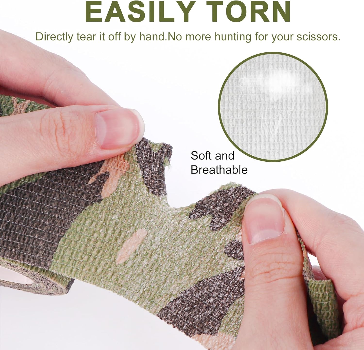 24 Pack Camo Self Adhesive Wrap, 2” x 5 Yards Vet Wrap Cohesive Camo Grip Tape Medical Wrap Self Adherent for Ankle, Wrist Sprains, Pet First Aid
