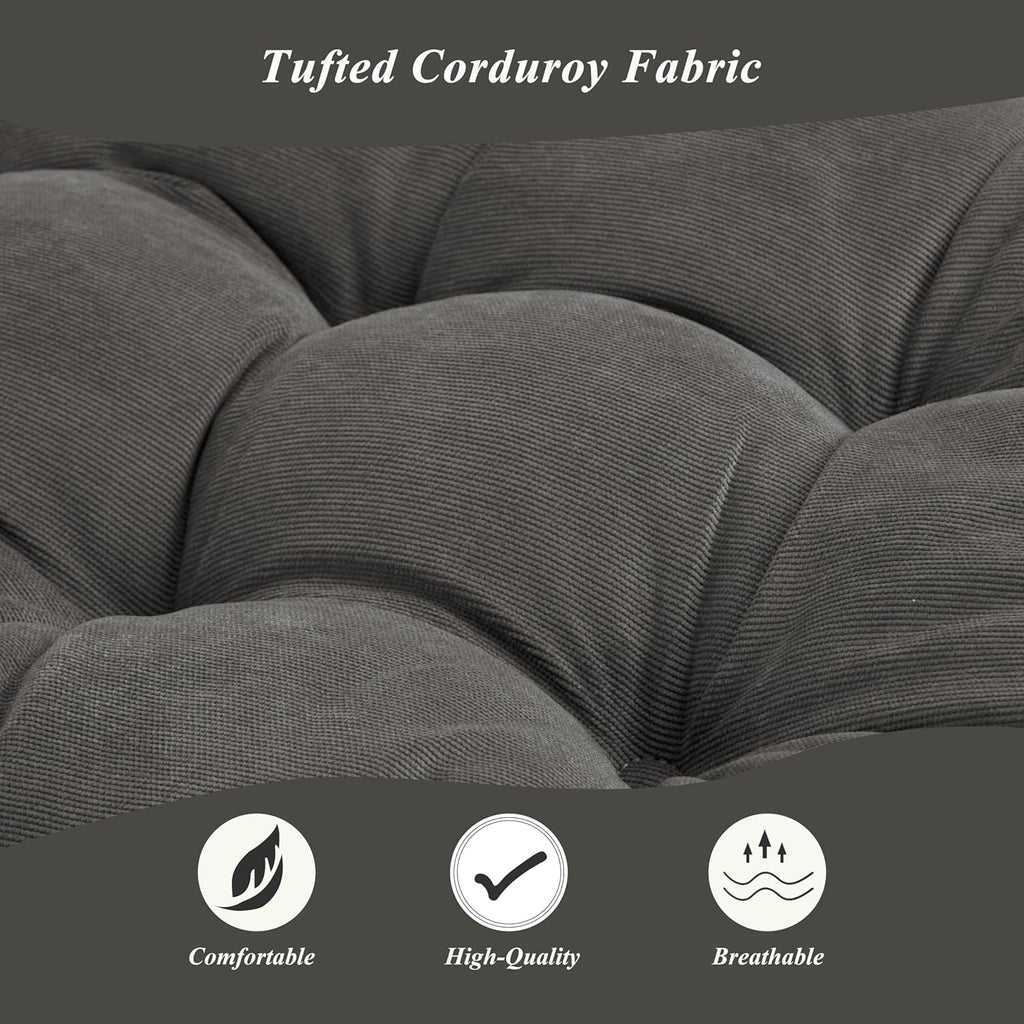 Meditation Floor Pillow 22×22 Inch 2 Pack Large Floor Cushions for Adults Square Tufted Corduroy Floor Pillows for Yoga Living Tatami Room Dark Grey
