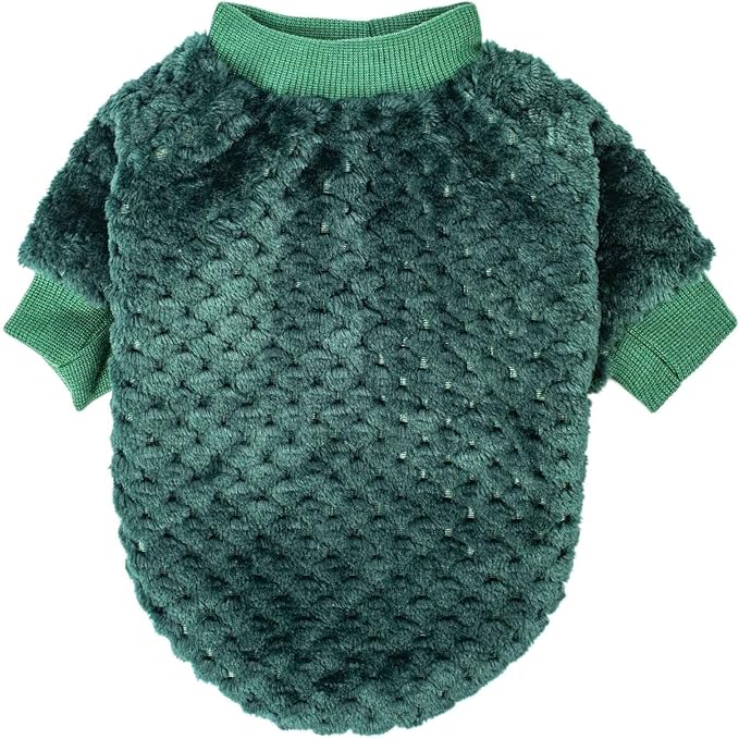 POMIU Dog Sweater, Dog Sweaters for Small Medium Dogs or Cat, Warm Soft Flannel Pet Clothes for Dogs Girl or Boy, Dog Shirt Coat Jacket (Dark Red+Dark Green, X-Small)