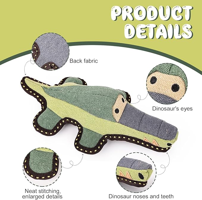 Tough Durable Squeaky Dog Toys for chewers Interactive to Keep Them Busy, Funny Tug of War Dogs Toy for Small Medium Large Cute Birthday Gift (Crocodile)