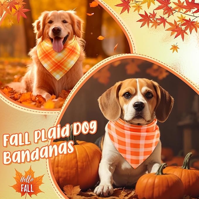 Abbylike 100 Pcs Fall Plaid Dog Bandanas Bulk Autumn Bandanas for Dogs Triangle Kerchief Bibs Scarf for Small Medium Large Pets Thanksgiving Costume Photo Props Accessories Pet Shops, 25 Styles