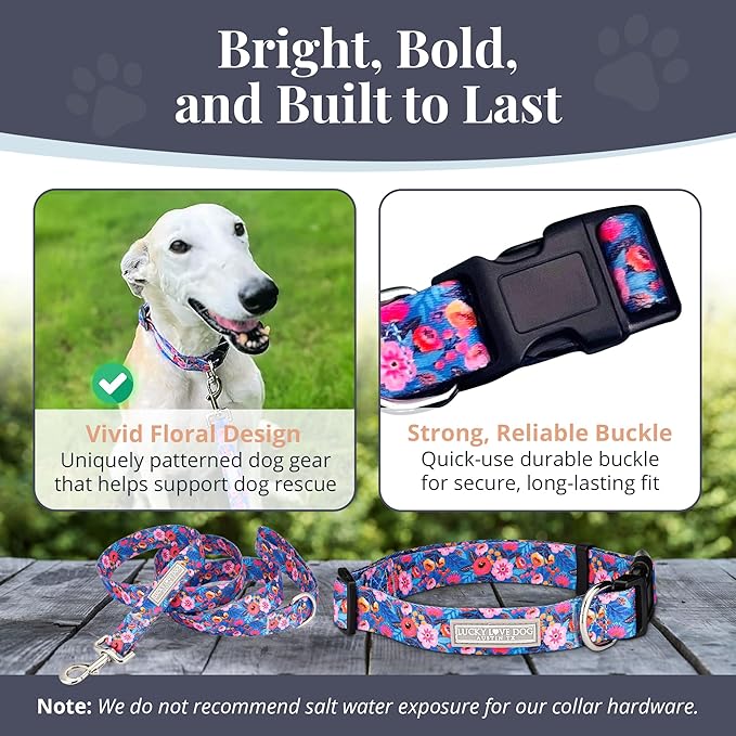 Lucky Love Dog - Adjustable Dog Collar and Leash Set with Easy Click Buckle for Small to Large Dogs, Durable, & Comfortable Collar for Male & Female Dogs, Puppies & Adult Dogs - Zuzu, XS