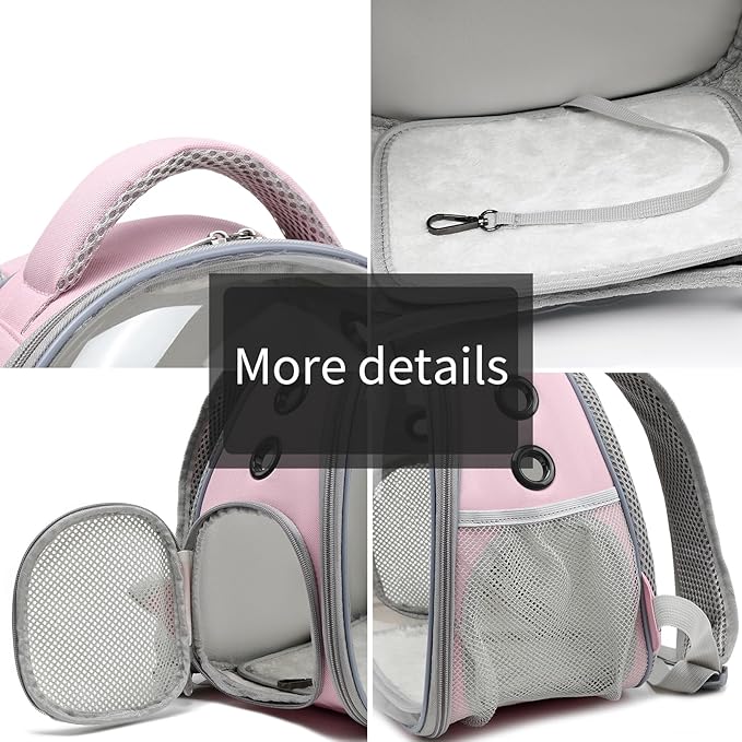 Portable Travel pet Backpack Carrier Hamster Bag Guinea Pig Bird Small Dog cat Turtle Carrier Rabbit Cage Squirrel Bearded Dragon Breathable Hangbag (Pink)